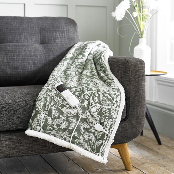 Deyongs Heated Throw Secret Garden Green large