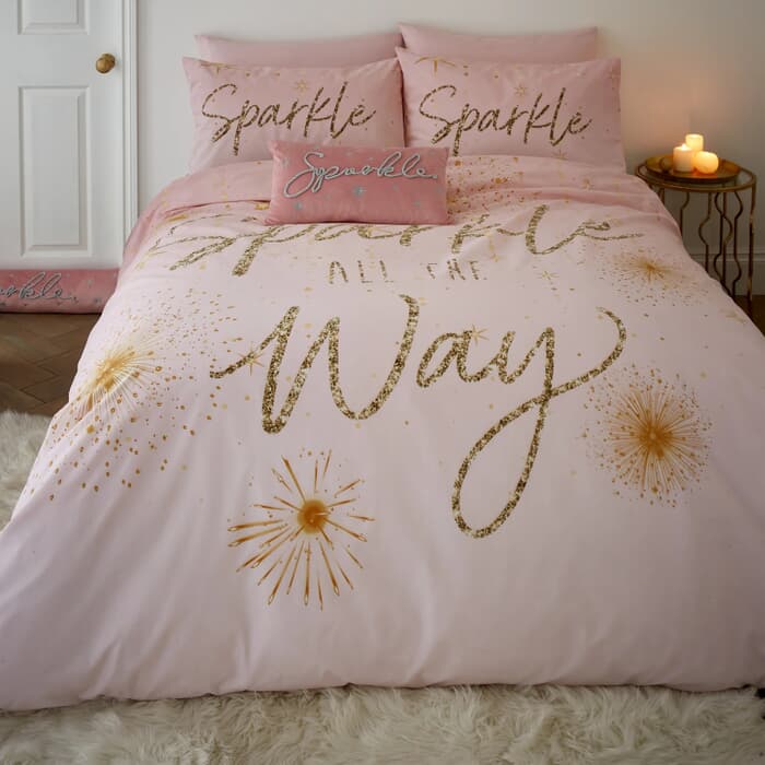 Catherine Lansfield Christmas Sparkle Pink large