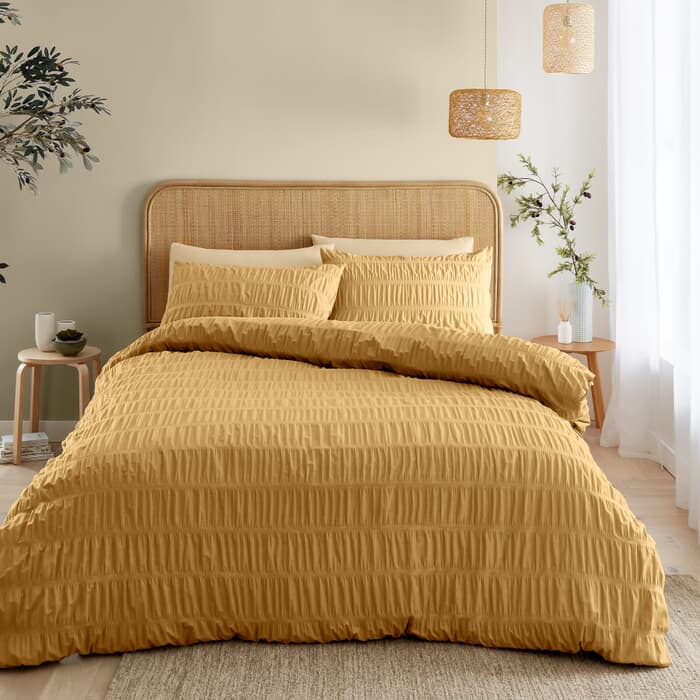 Catherine Lansfield Seersucker Caramel large