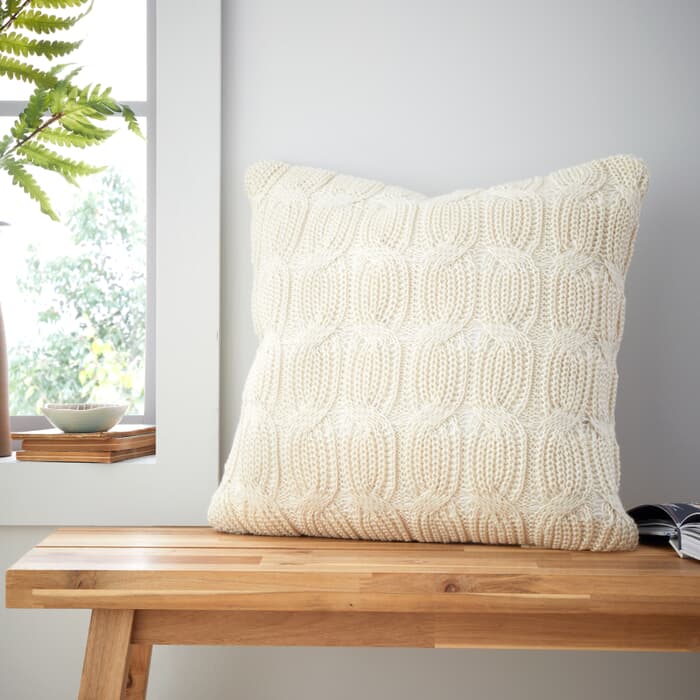 Catherine Lansfield Chunky Marl Knit Cushion Cream large