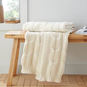 Chunky Marl Knit Throw Cream