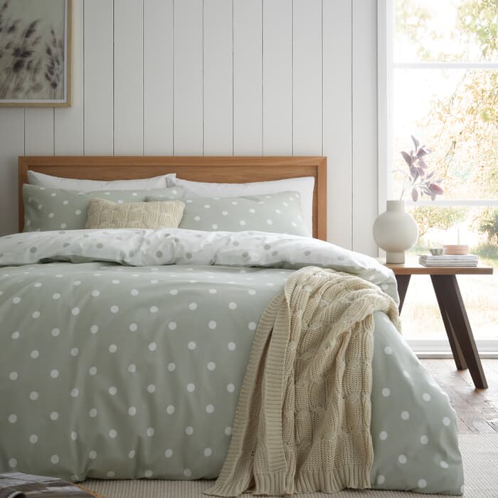 Catherine Lansfield Brushed Polka Dot Green large