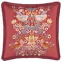 Strawberry Thief Embroidery Cushion Berry