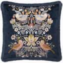 Strawberry Thief Embroidery Cushion Indigo