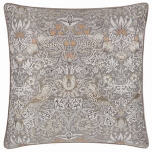 Strawberry Thief Jacquard Cushion Biscuit