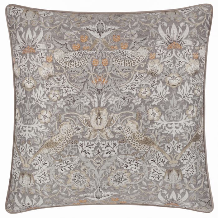 Morris and Co Strawberry Thief Jacquard Cushion Biscuit large