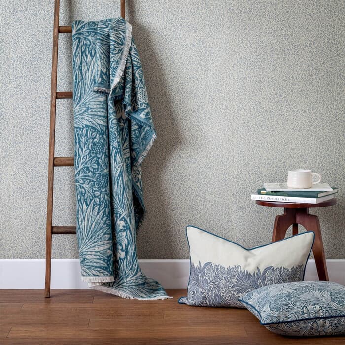 Morris and Co Marigold Throw Indigo large