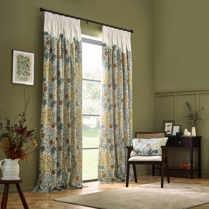 Morris and Co Seaweed Curtains Stone/Sunflower large