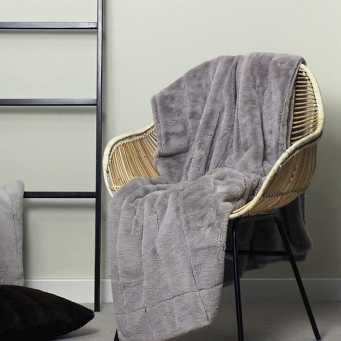 Paoletti Empress Faux Fur Throw Grey large