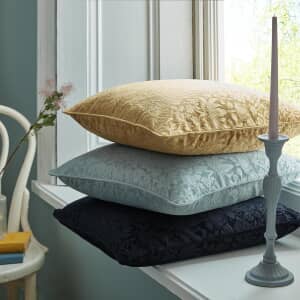 Strawberry Thief Embossed Cushion Prussian Blue
