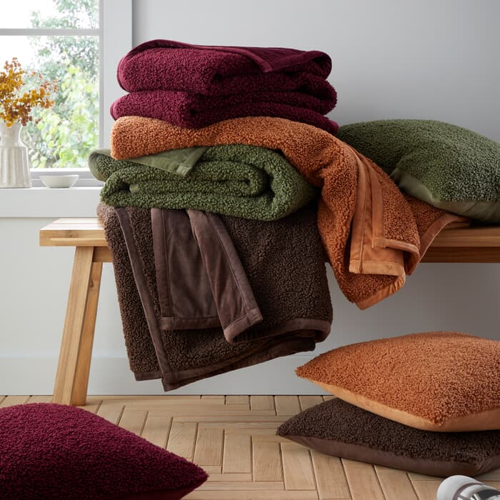 Catherine Lansfield So Soft Velvet Boucle Damson large