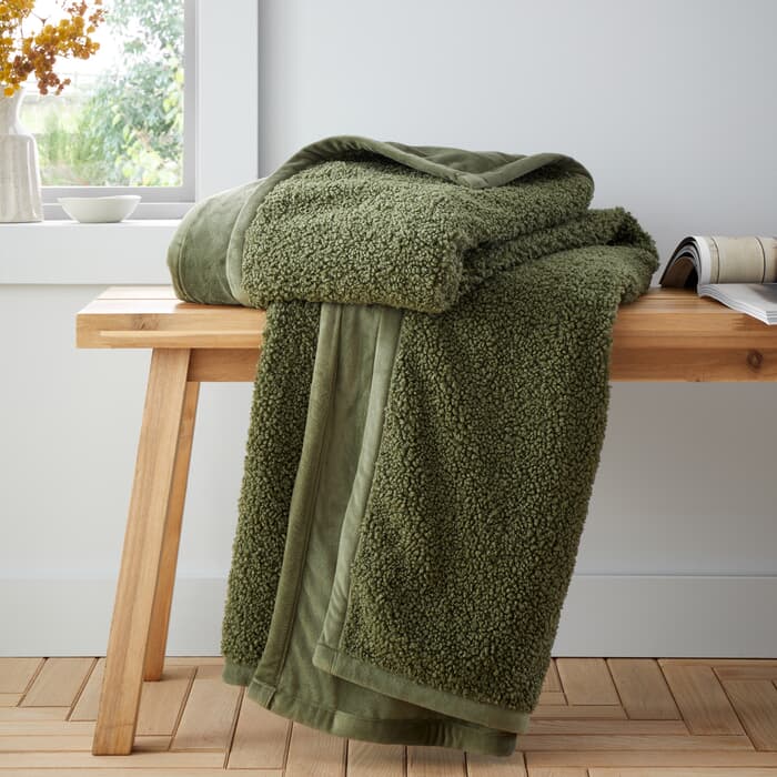 Catherine Lansfield So Soft Velvet Boucle Olive large