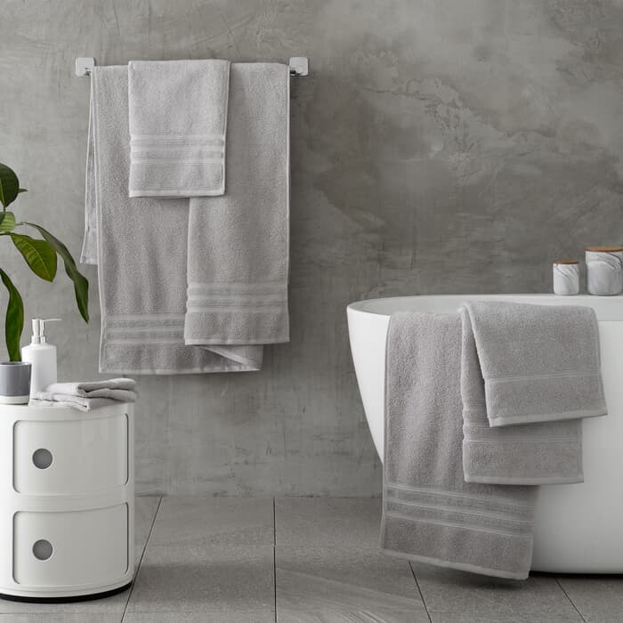 Catherine Lansfield Zero Twist Towels Silver large