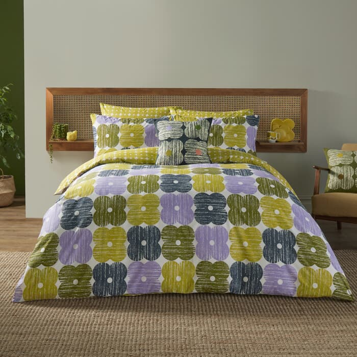Orla Kiely Textured Flower Lilac/Moss large