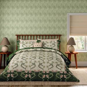 Scrolling Carnation in Olive and Ivory