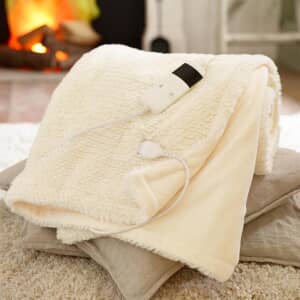 Sandringham Heated Faux Fur Throw Cream