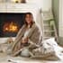 Lyndon Company Sandringham Heated Faux Fur Throw Taupe small 9040A