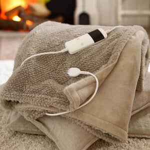 Sandringham Heated Faux Fur Throw Taupe