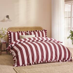 Birdie Stripe Burgundy and Blossom