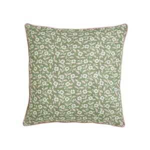 Folk Ditsy Cushion in Green/Pink