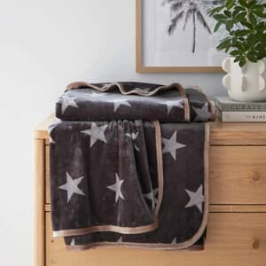 Star Fleece Throw Charcoal and Linen
