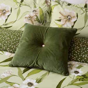TB Branded Button Cushion Green