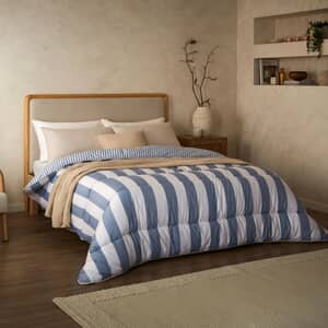 Herringbone Stripe Blue Coverless Duvet