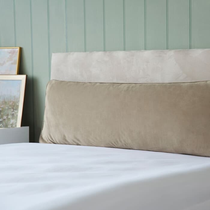 Belledorm Velvet Bolster Cushion Taupe large