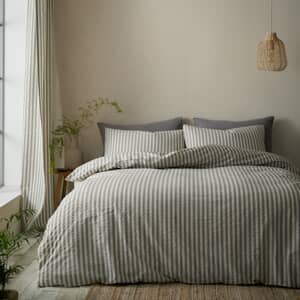 Cotton Rich Woven Stripe Grey