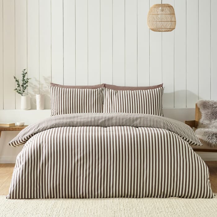 Catherine Lansfield Brushed Stripe Chocolate large