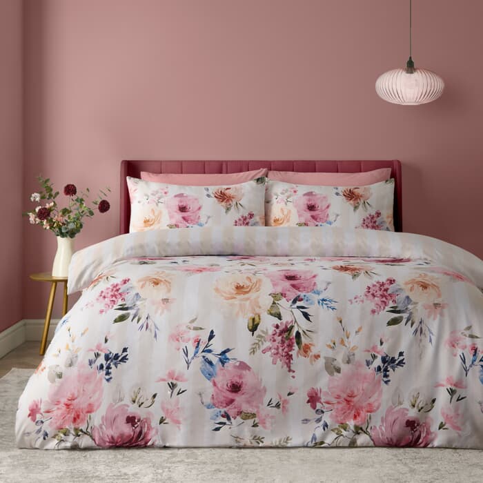 Catherine Lansfield Floral Stripe Cream large