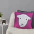 Herdy Hello Velvet Filled Cushion Grey/Pink small