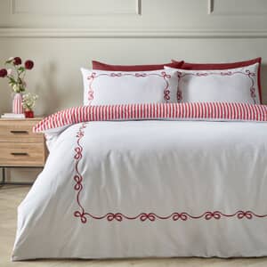 Bow Embroidery White and Red