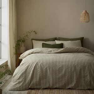 Cotton Rich Woven Stripe Green