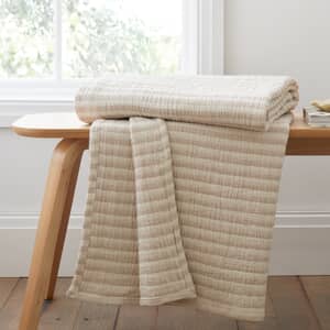 Cotton Muslin Stripe Throw Natural