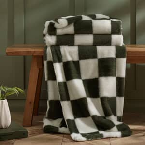 Cosy Soft Checkerboard Green Throw