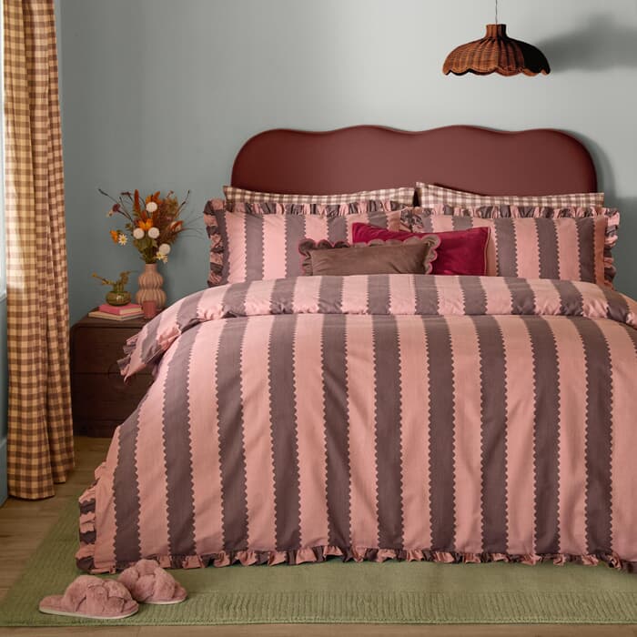 Furn Birdie Stripe Rose and Chocolate large