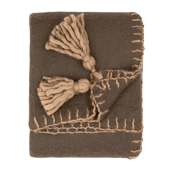Furn Lowen Wool Blend Throw Chocolate large