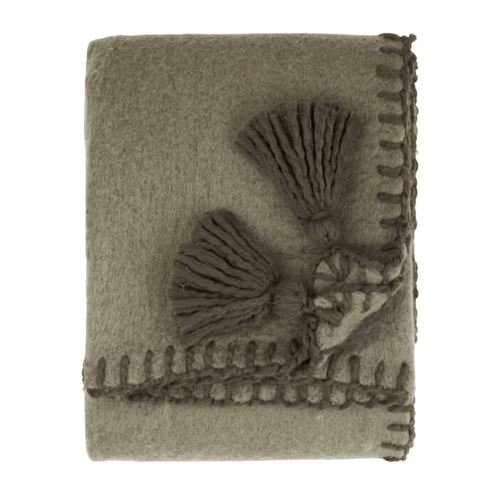 Furn Lowen Wool Blend Throw Moss large