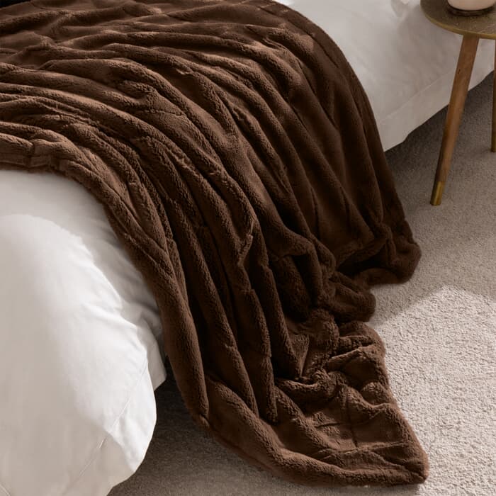 Paoletti Empress Faux Fur Throw Brown large
