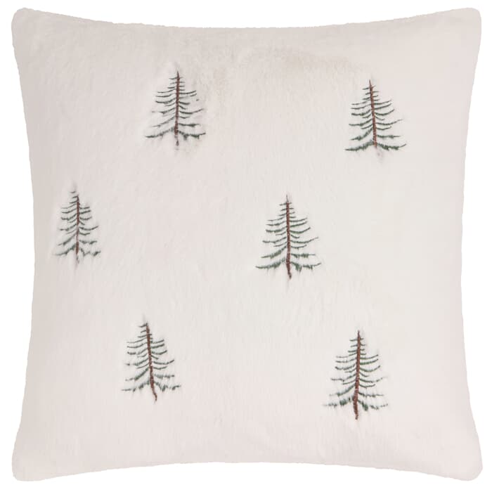 Furn Winter Pines Faux Fur Cushion Ecru large