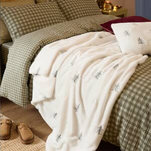 Winter Pines Faux Fur Throw Ecru