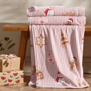 Christmas Gingerbread Striped Throw