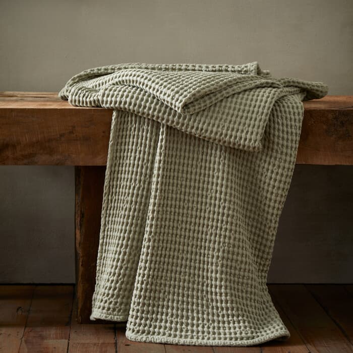 Pineapple Elephant Jaipur Waffle Throw Sage large