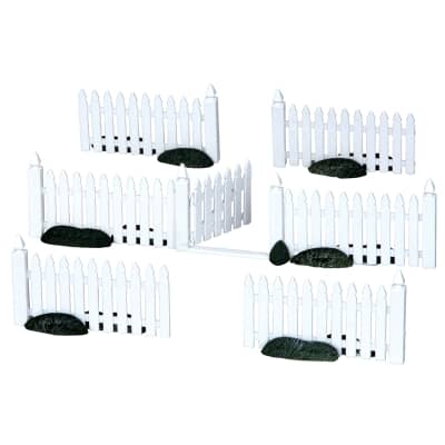 Lemax Christmas Village Plastic Picket Fence Set Of 7 - 14388