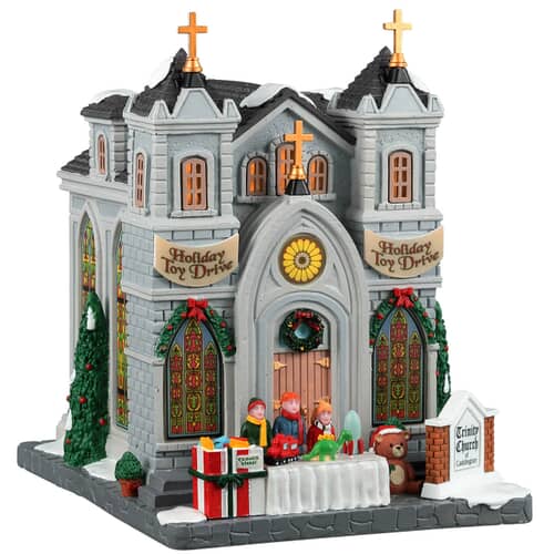 Lemax Christmas Village Trinity Church Of Caddington Battery Operated Led -25884
