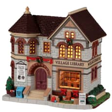 Lemax Christmas Village Village Library Battery Operated Led -25889