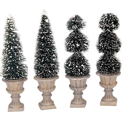 Lemax Christmas Village Cone-Shaped And Sculpted Topiaries Set Of 4 - 34965