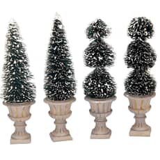 Lemax Christmas Village Cone-Shaped And Sculpted Topiaries Set Of 4 - 34965