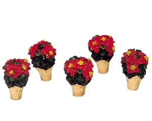 Lemax Christmas Village Poinsettias Set Of 5 - 34970
